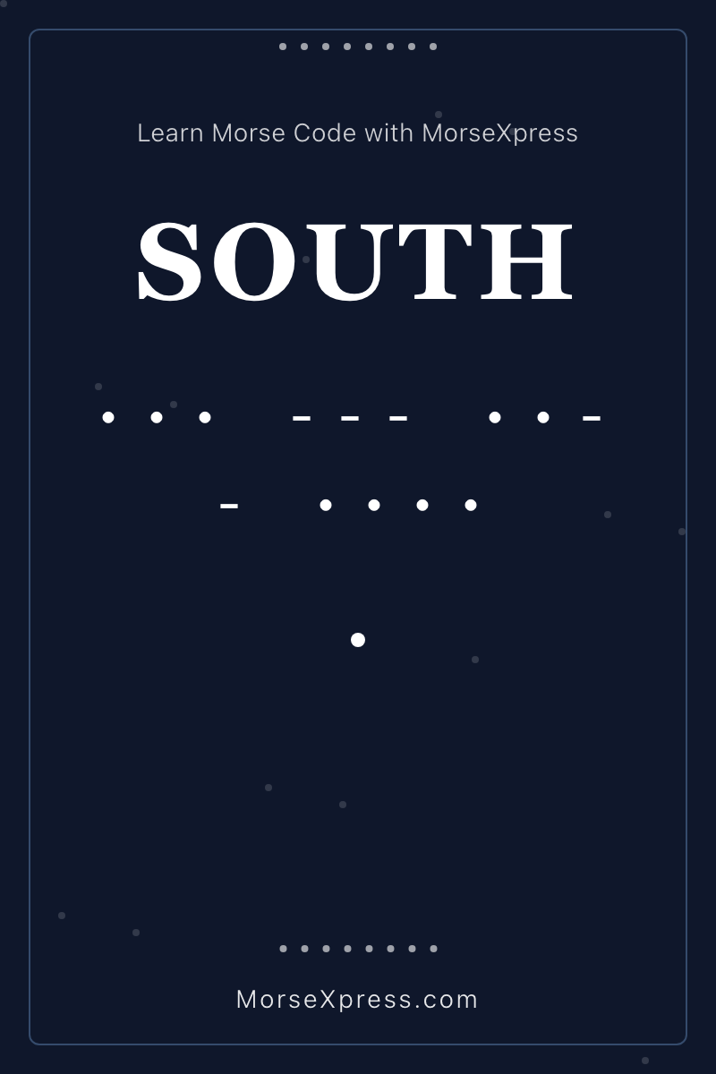 SOUTH Morse Code Share Card - Learn with MorseXpress